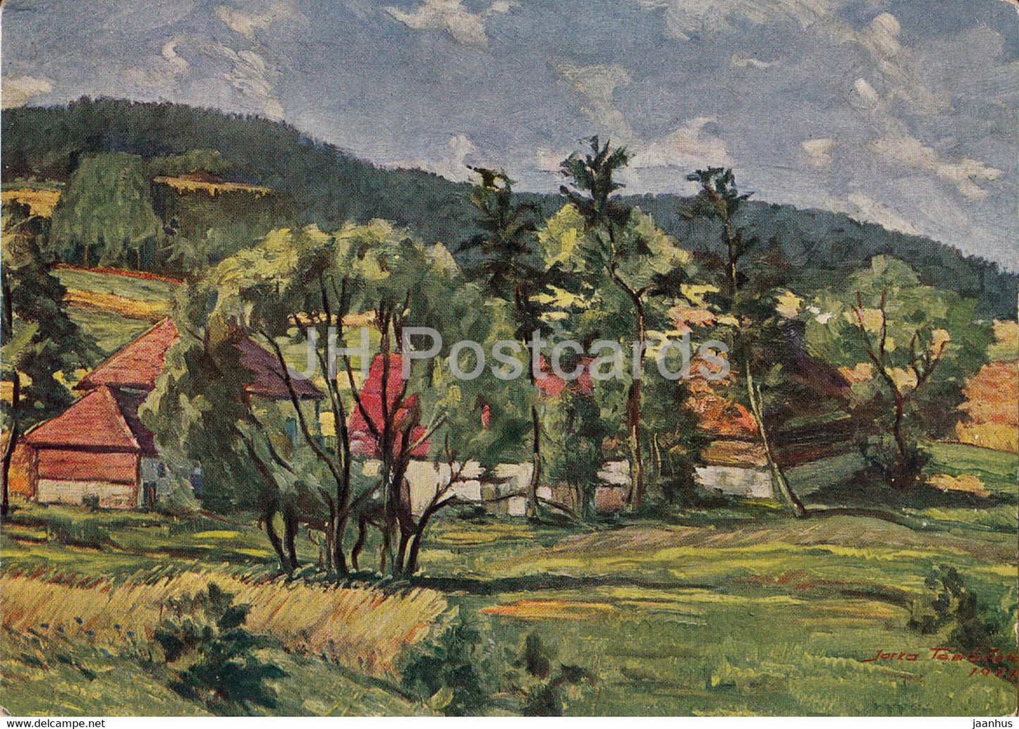 painting by Jara Tomasek - Alte Muhle bei Blatna - Stary Mlyn u Blatne - Czech art - Czech Republic - unused - JH Postcards