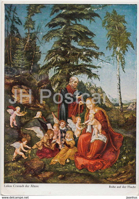 painting by Lucas Cranach the Elder - Ruhe auf der Flucht - German art - Germany - unused - JH Postcards