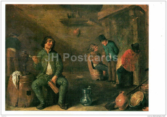 painting by David Teniers the Younger - The Smoker - Flemish art - unused - JH Postcards
