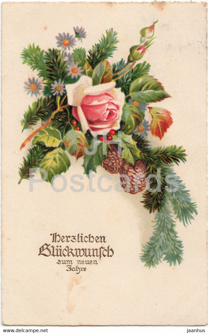 New Year Greeting Card - Herzlichen Gluckwunsch zum Neuen Jahre - LP 1356 - old postcard - 1928 - Germany - used - JH Postcards