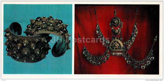 breast or head decoration - silver - Dagestan Hammering - Toreutics - 1975 - Russia USSR - unused - JH Postcards