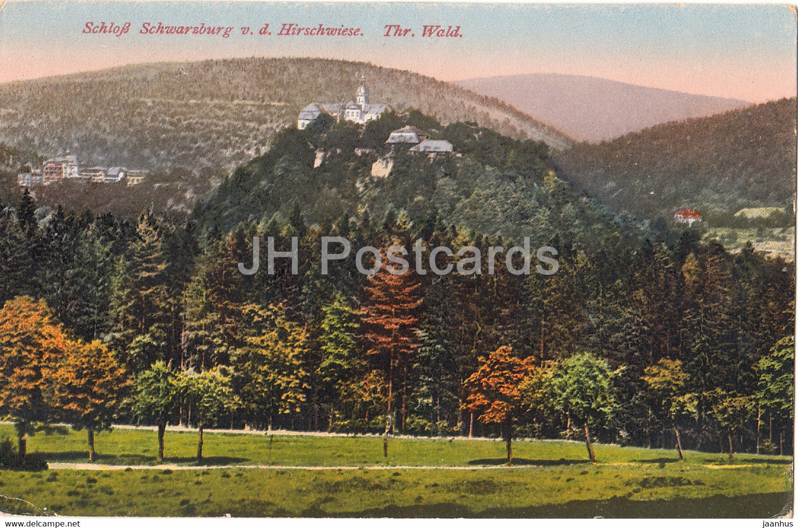 Schloss Schwarzburg v d Hirschwiese - Thr Wald - 104 - old postcard - Germany - unused - JH Postcards