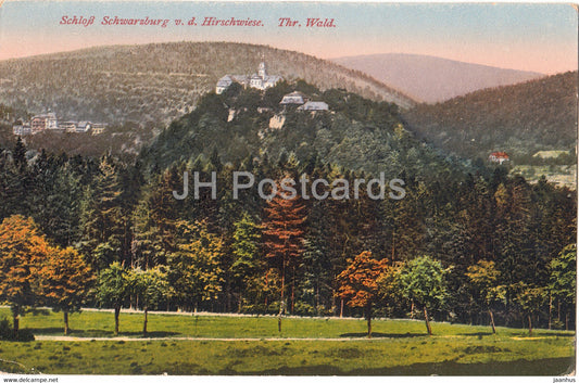 Schloss Schwarzburg v d Hirschwiese - Thr Wald - 104 - old postcard - Germany - unused - JH Postcards