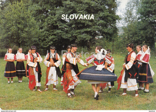 Folk Festivities - Detva Region - Slovakian Folk Costumes - dance group - 1994 - Slovakia - used - JH Postcards
