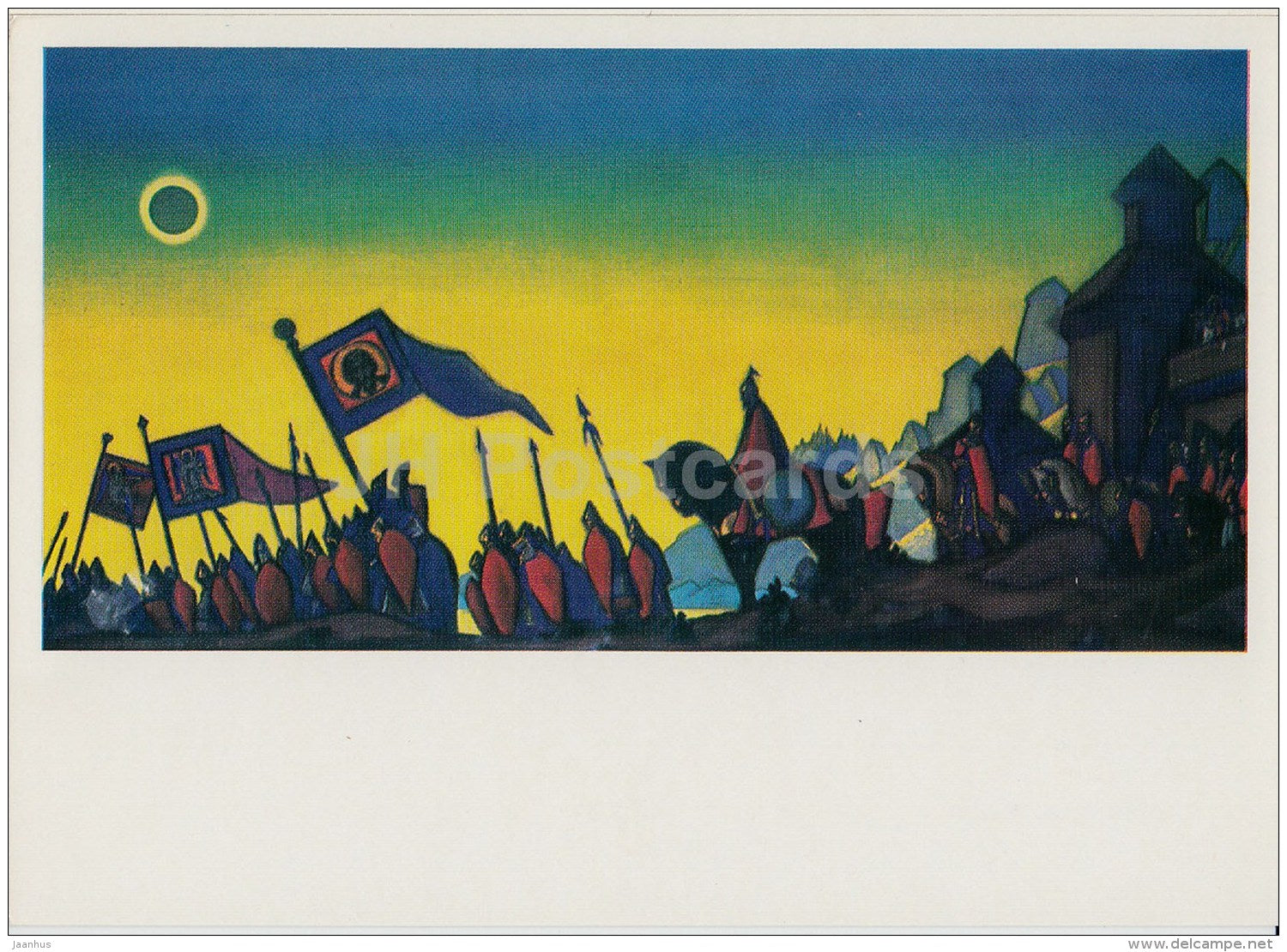 painting  by N. Roerich - Igor´s Host Marching Off , 1942 - Russian art - 1970 - Russia USSR - unused - JH Postcards