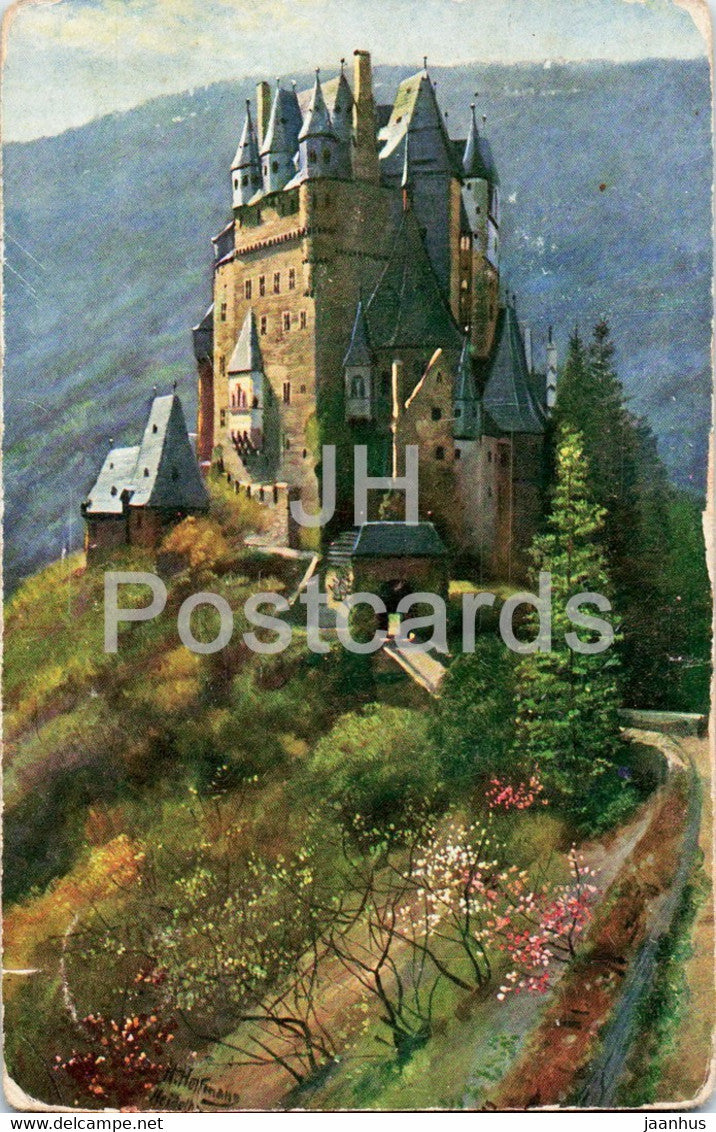 Burg Eltz - castle - illustration - 62 - old postcard - 1909 - Germany - used - JH Postcards