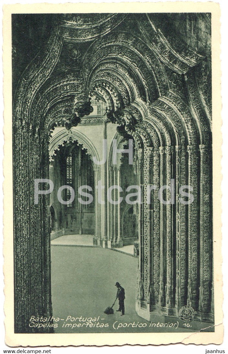 Batalha - Capelas Imperfeitas - portico interior - 16 - old postcard - Portugal - unused - JH Postcards