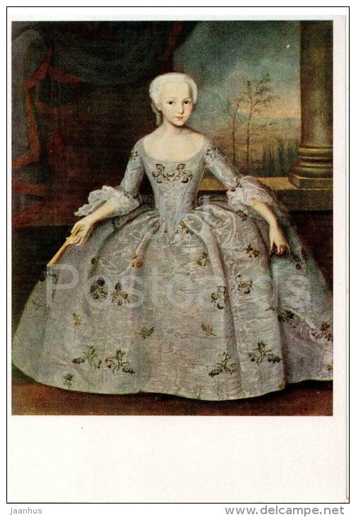 painting by I. Vishnyakov - Portrait of Sarah Eleanor Fermor , 1750 - woman - russian art - unused - JH Postcards