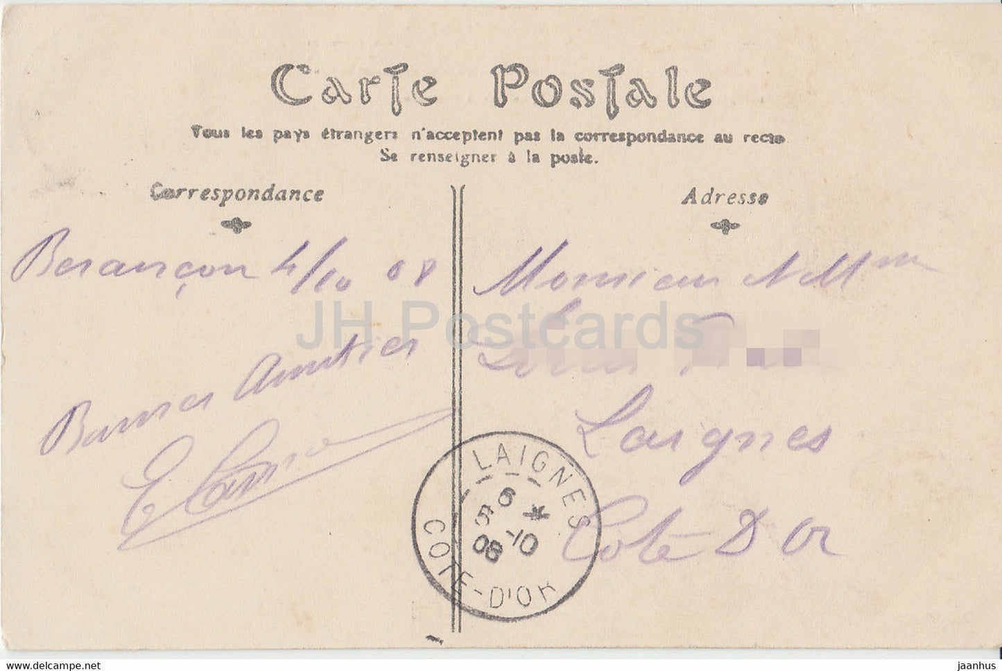 Besançon - L'Horloge de St Jean - horloge - carte postale ancienne - 1908 - France - occasion