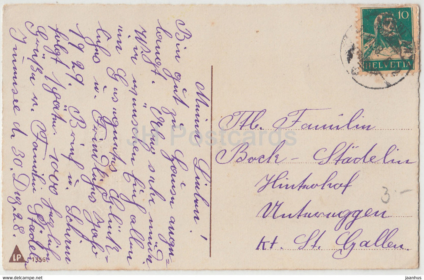 New Year Greeting Card - Herzlichen Gluckwunsch zum Neuen Jahre - LP 1356 - old postcard - 1928 - Germany - used