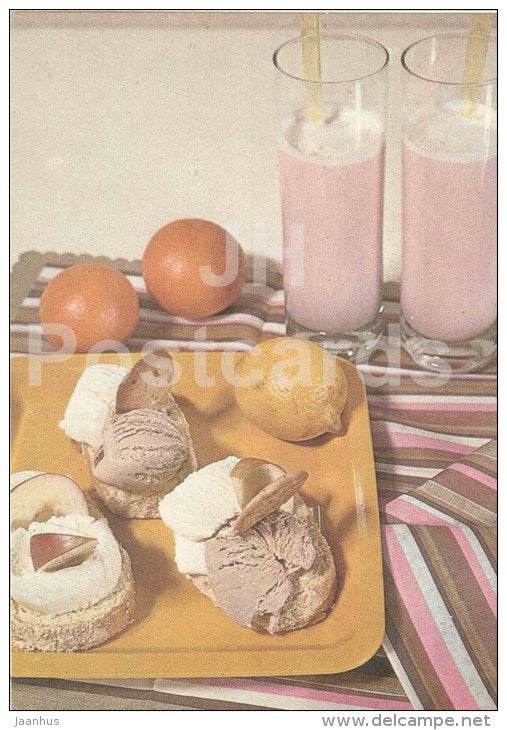 brioche with ice cream - dishes - Estonian Cuisine - recepie - 1985 - Estonia USSR - unused - JH Postcards