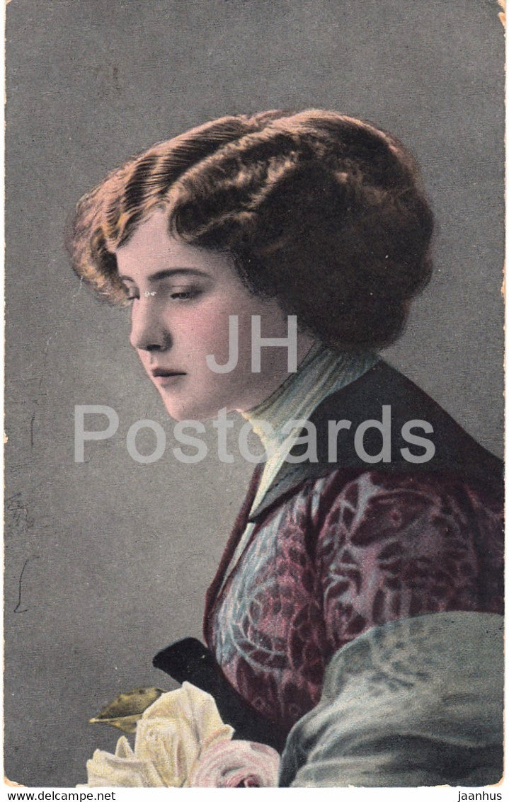 woman - 1652/4 - old postcard - 1919 - used - JH Postcards