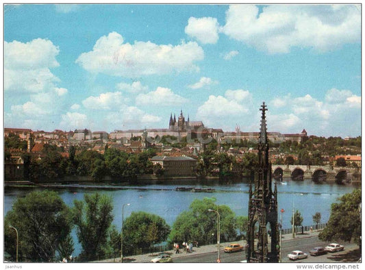 Praha - Prague - panorama - Hradcan - Mala Strana - Charles Bridge - hotel Olympik - Czechoslovakia - Czech - used 1986 - JH Postcards