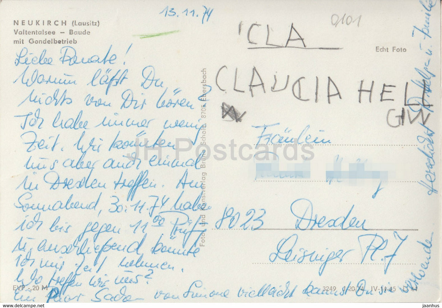 Neukirch - Valtentalsee - Baude mit Gondelbetrieb - 1974 - Germany DDR - used