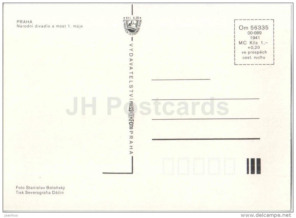 Praha - Prague - National Theatre - Bridge of 1. May - Czechoslovakia - Czech - unused - JH Postcards