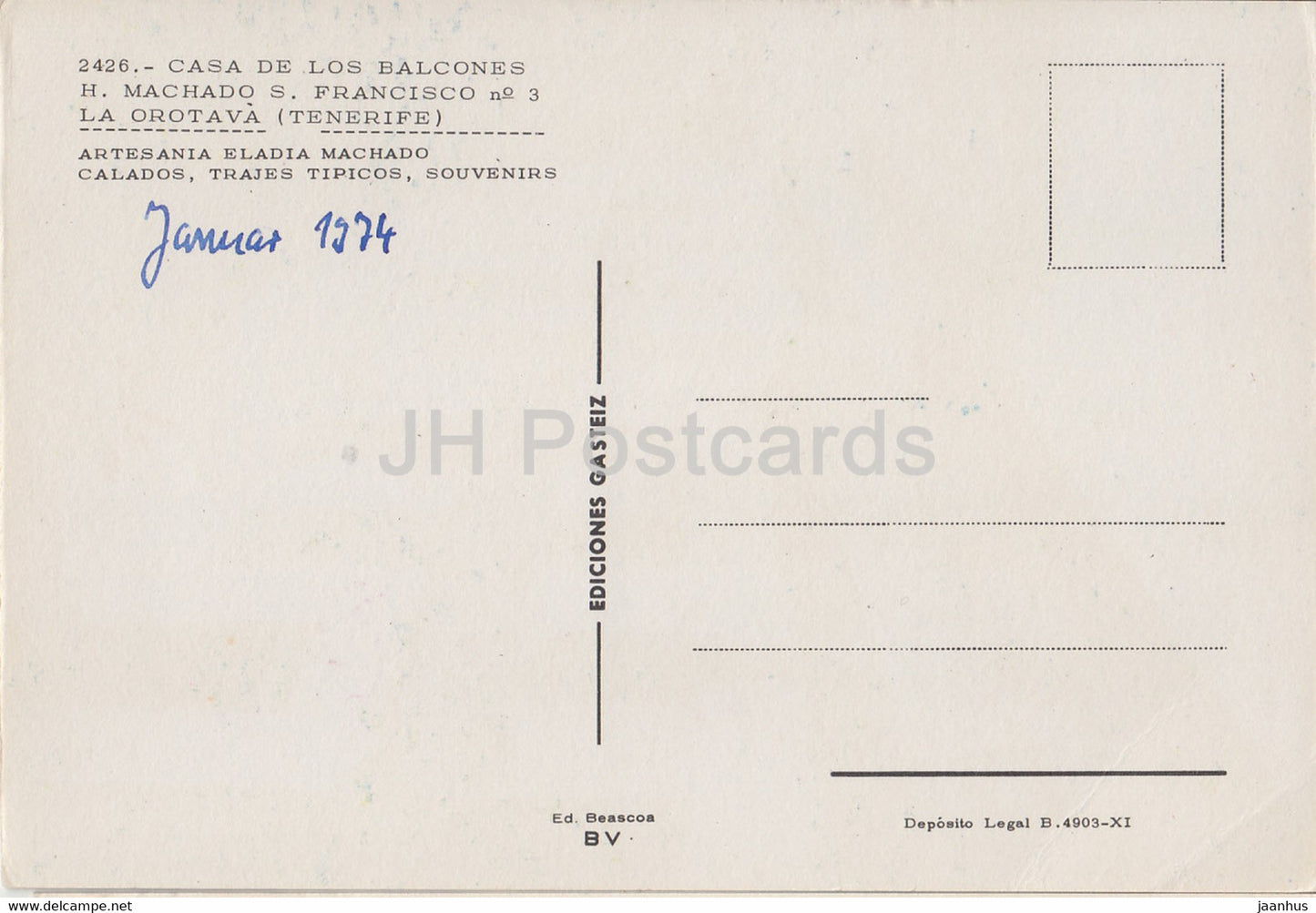 Tenerife - Casa de los Balcones H Machado S Francisco - La Orotava - 1974 - Espagne - occasion