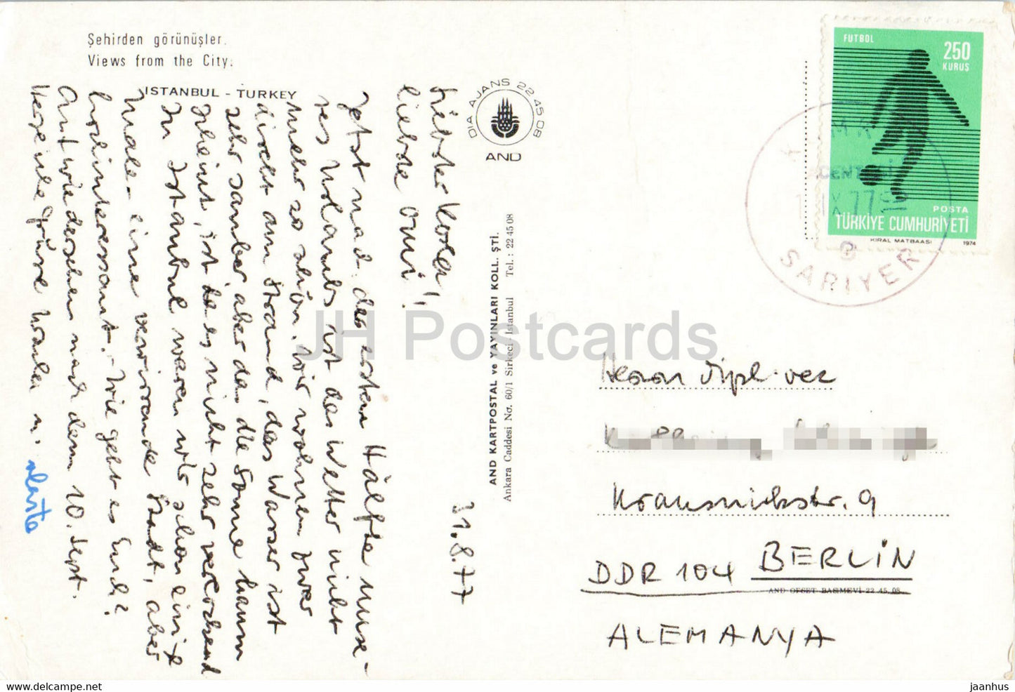 Istanbul - Vue depuis la ville - multiview - pont - AND - 1977 - Turquie - utilisé