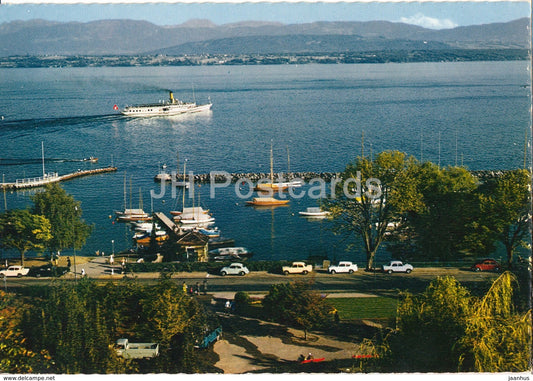 Nyon - La Promenade du Bourg de Rive - Le Lac et le Mont Blanc - boat - car - NY 1 - Switzerland - unused - JH Postcards
