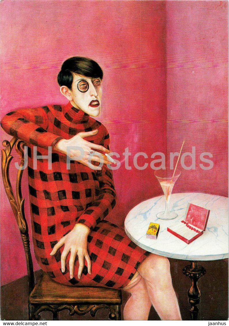 painting by Otto Dix - The Journalist Sylvia von Harden - German art - Switzerland - unused - JH Postcards
