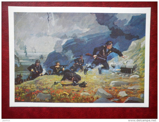 Heroic Feat of Nikolai Vilkov and Peter Ilichev - soldiers - by G. Sotskov - WWII - 1979 - Russia USSR - unused - JH Postcards