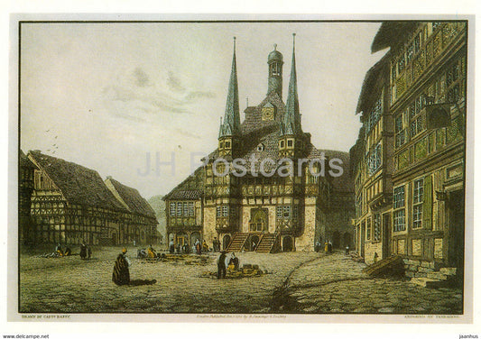 Stadthaus Wernigerode 1828 - art by Robert Batty - DDR Germany - unused - JH Postcards