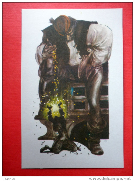 illustration by G. Novozhilov - gold - The Cold Heart - Fairy Tale by W. Hauff - 1973 - Russia USSR - unused - JH Postcards