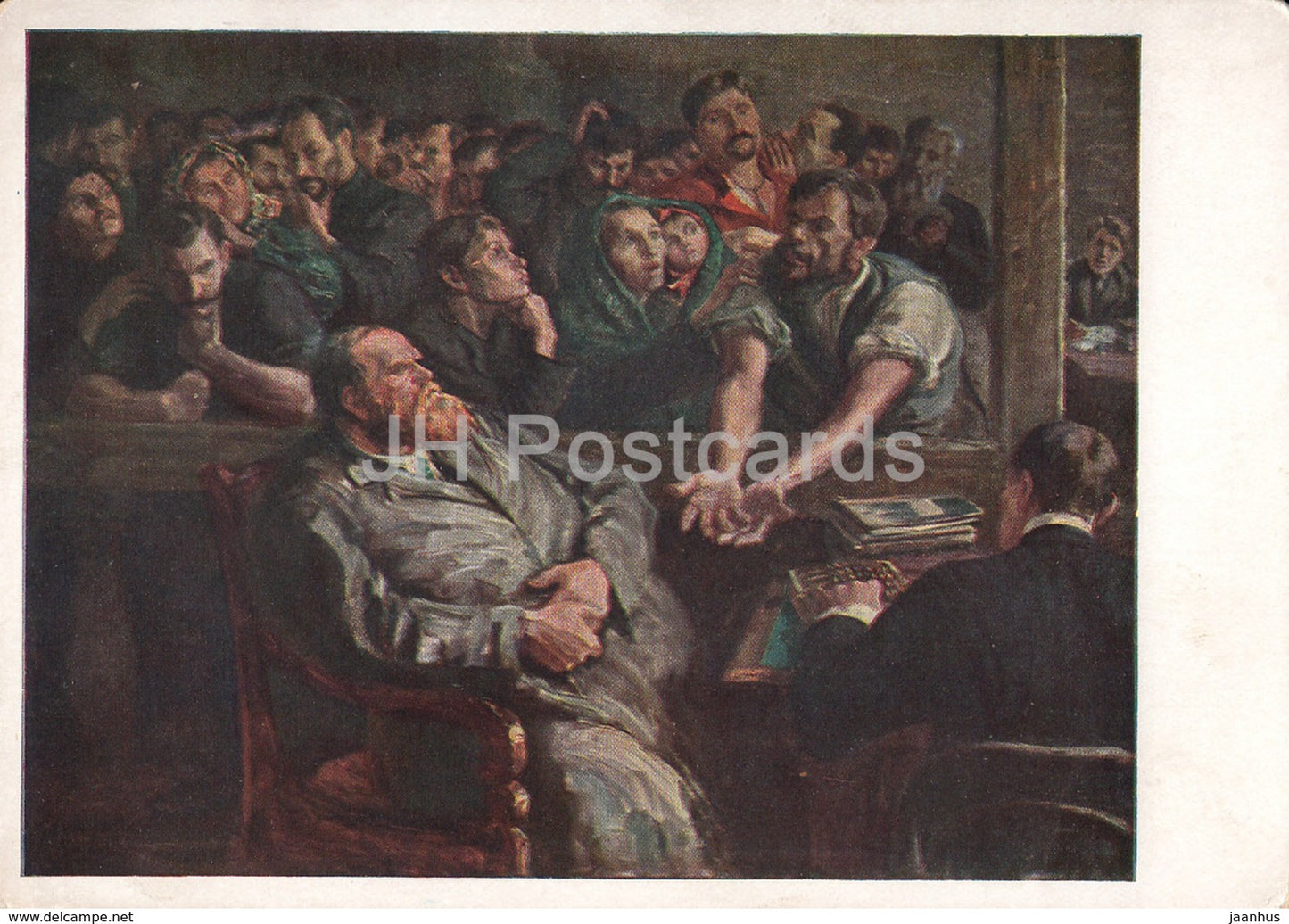 painting by N. Verkhoturov - Calculation . Before the strike - Russian art - 1929 - Russia USSR - unused - JH Postcards