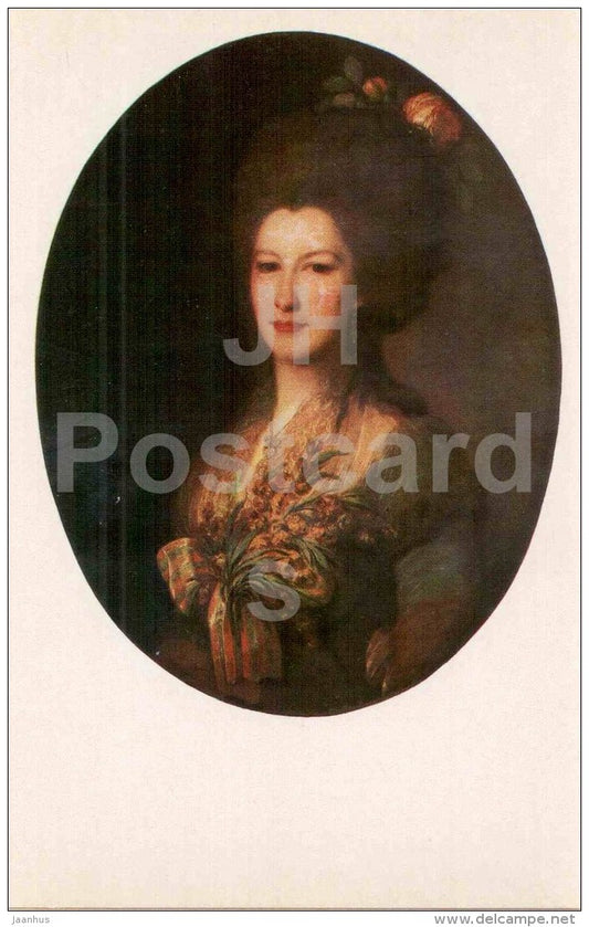 painting by Fiodor Rokotov - Portrait of Elizaveta Santi , 1785 - woman - The Russian Museum - russian art - unused - JH Postcards