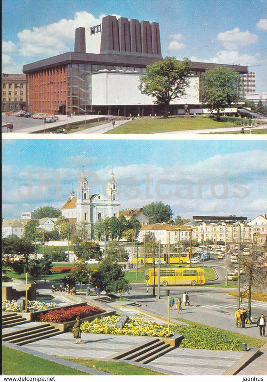 Vilnius - The State Academic Opera and Ballet Theatre - The Centre of the City - bus Ikarus - Lithuania USSR - unused - JH Postcards