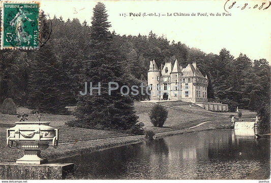 Poce - Le Chateau de Poce - vu du Parc - castle - 117 - old postcard - France - used - JH Postcards