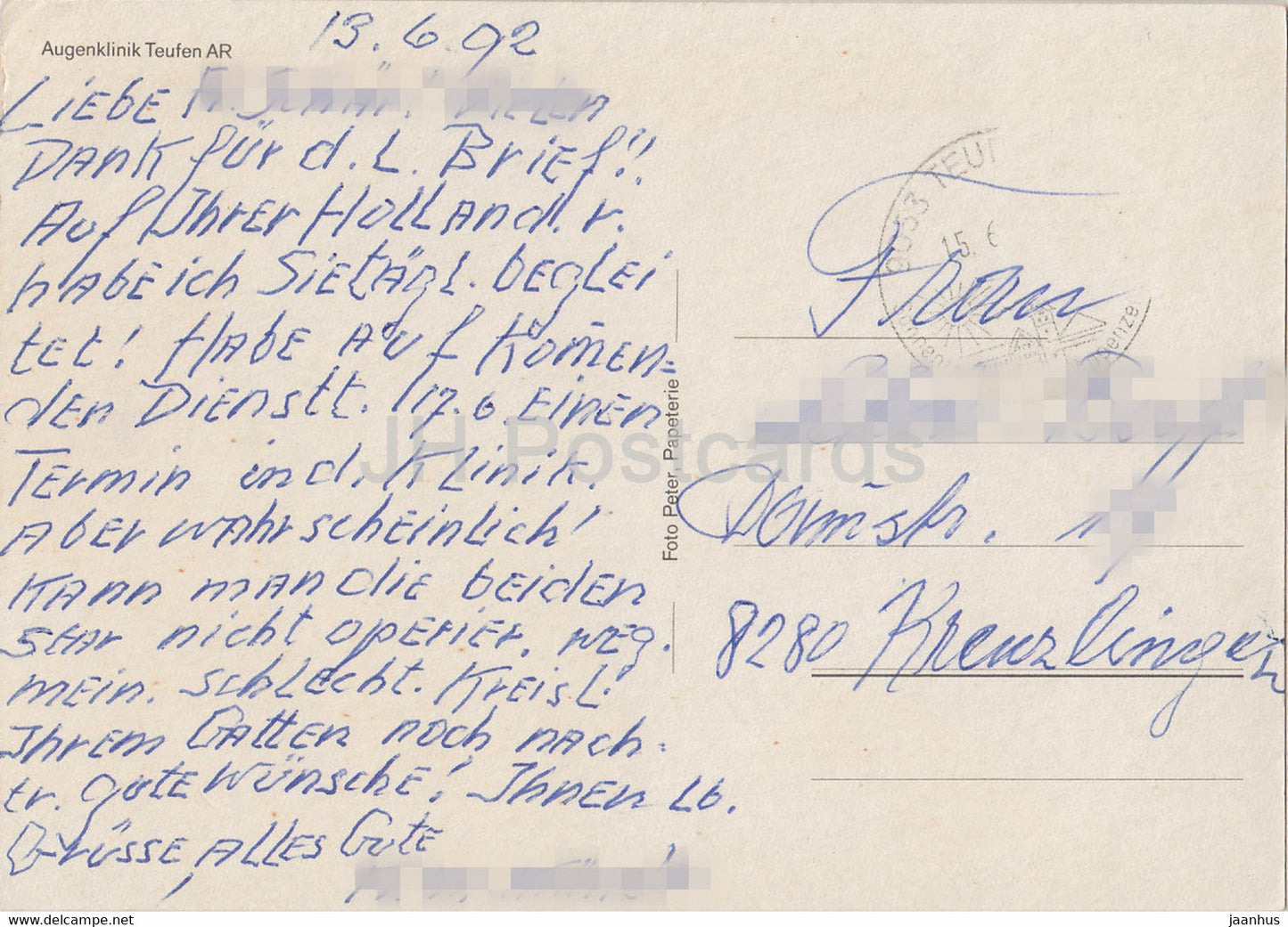 Augenklinik Teufen AR - 75 - 1992 - Suisse - d'occasion