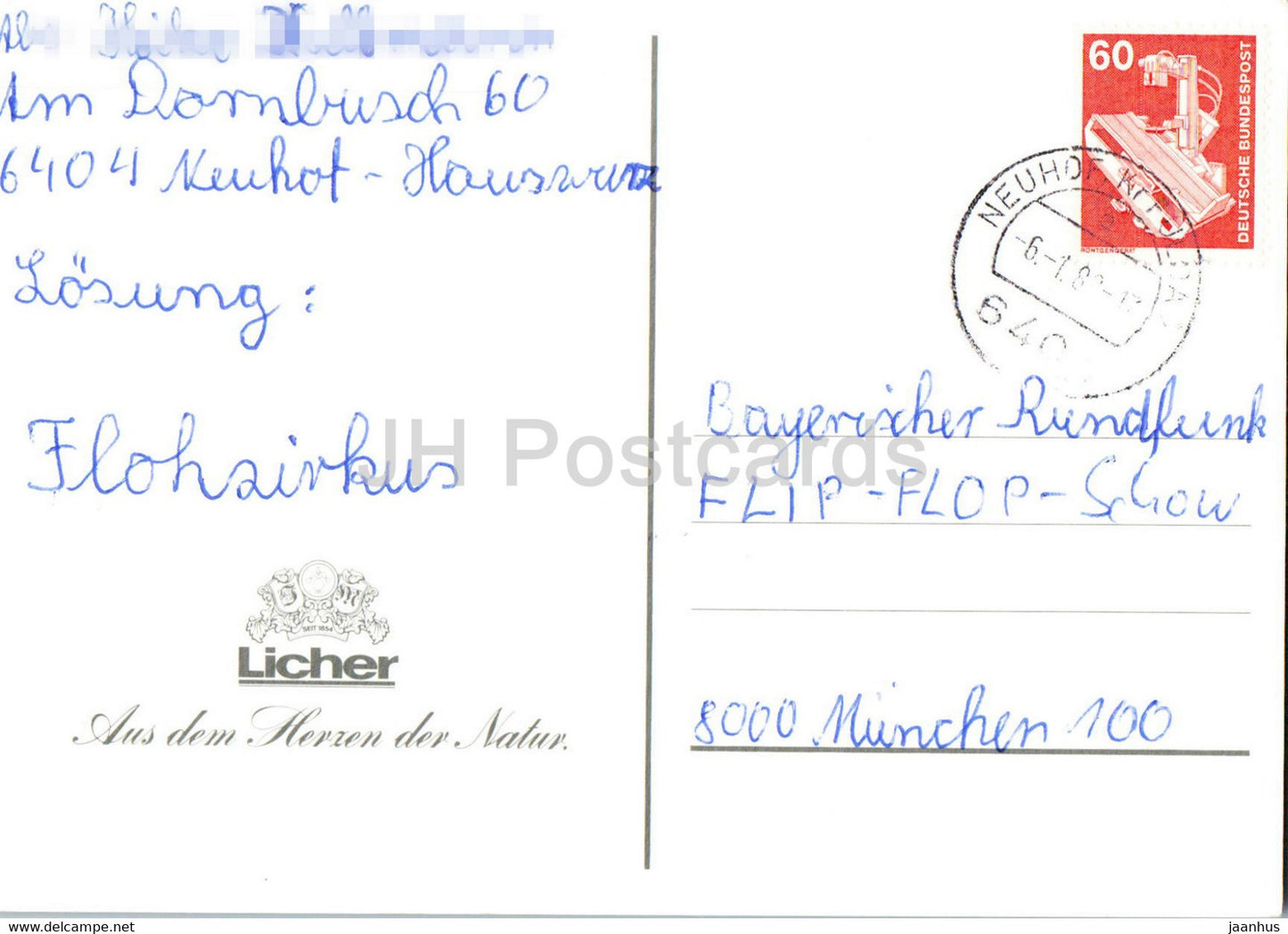 Christmas Greeting Card - Aus dem herzen der Natur - Licher - 1980s - Germany - used
