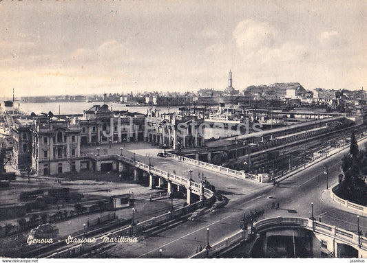 Genova - Genoa - Stazione Marittima - Maritime station - ship - old postcard - 1955 - Italy - used - JH Postcards