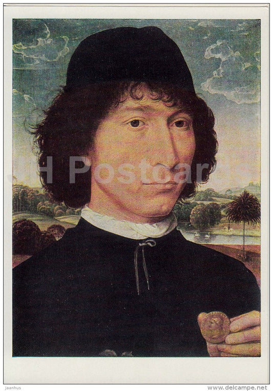 painting  by Hans Memling - Portrait of Man with Medal - headdress - German art - 1967 - Russia USSR - unused - JH Postcards