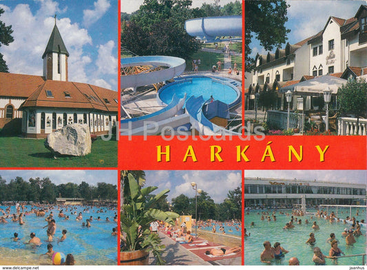 Harkany - church - pool - multiview - 2000 - Hungary - used - JH Postcards