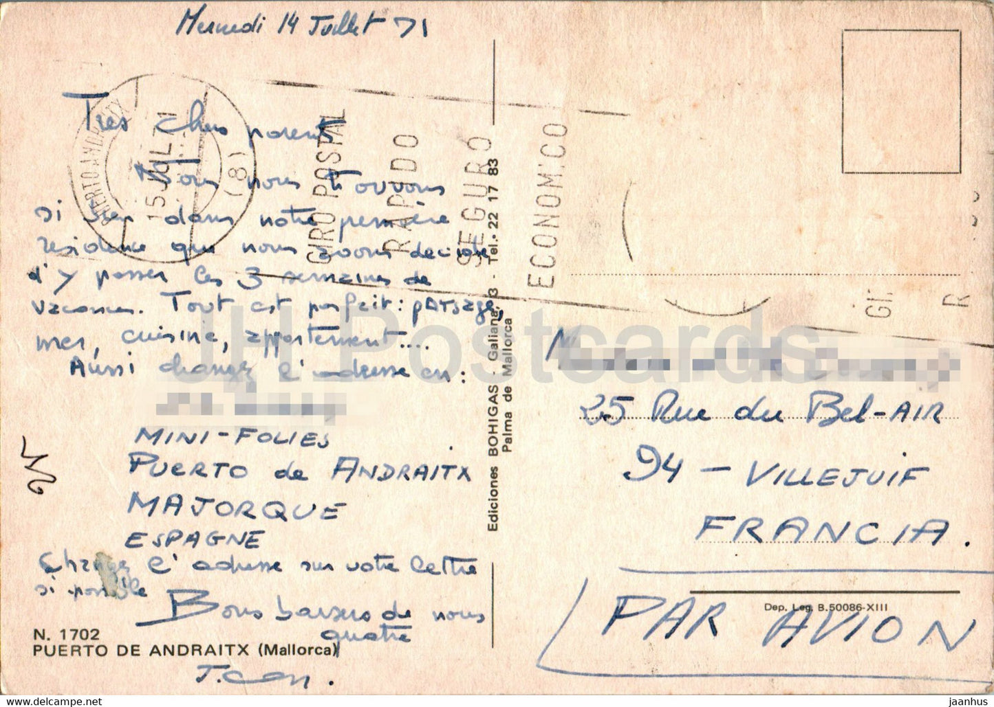 Puerto de Andraitx - Mallorca - Boot - Schiff - Hafen - 1702 - 1971 - Spanien - gebraucht