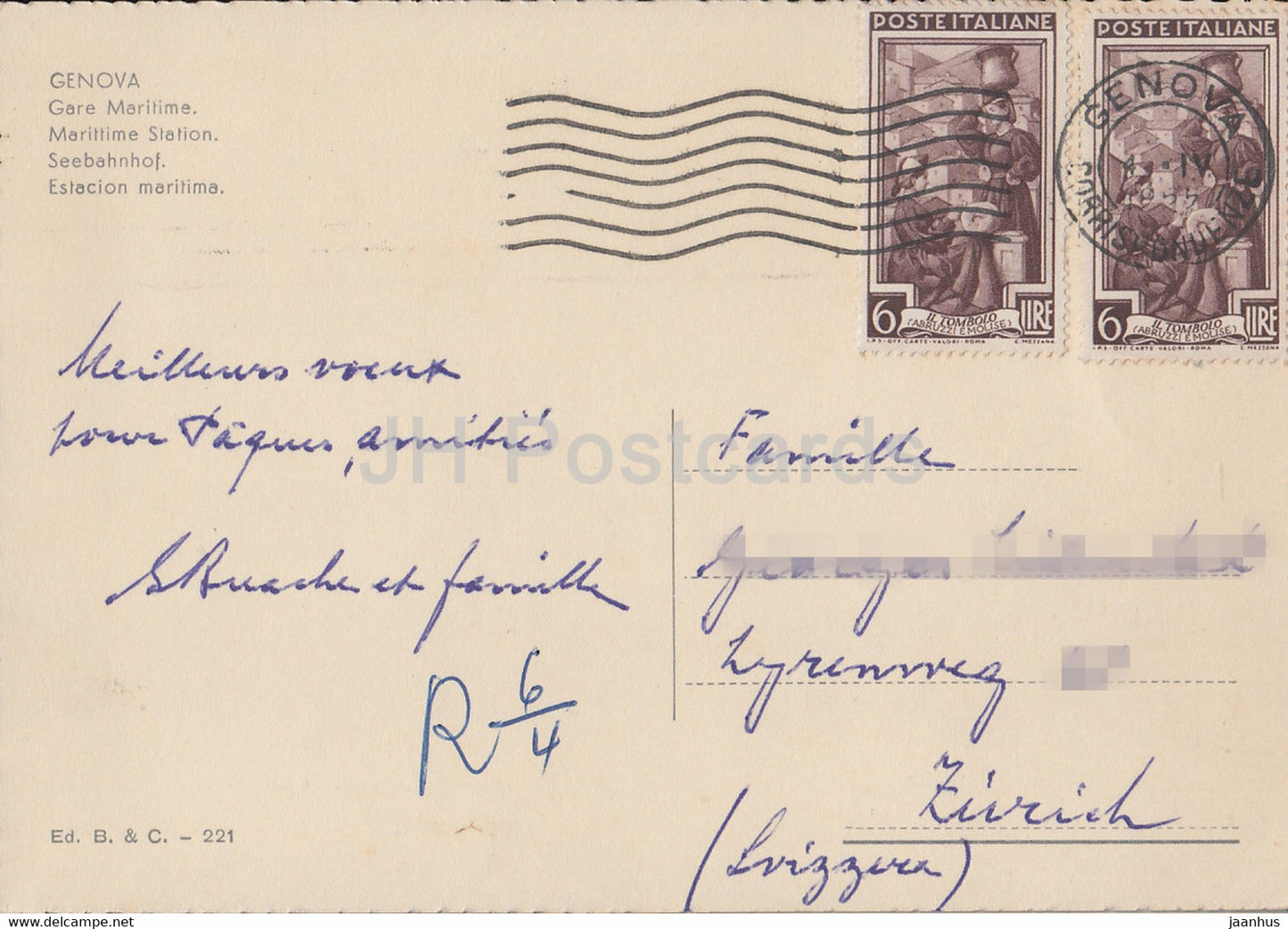 Genova - Genoa - Stazione Marittima - Maritime station - ship - old postcard - 1955 - Italy - used