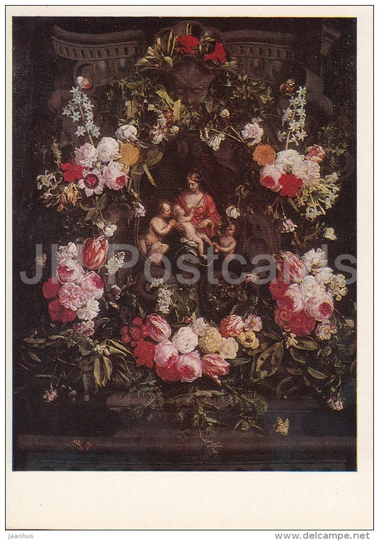 painting by Daniel Seghers - Madonna in Flowers - Flemish art - Russia USSR - 1978 - unused - JH Postcards