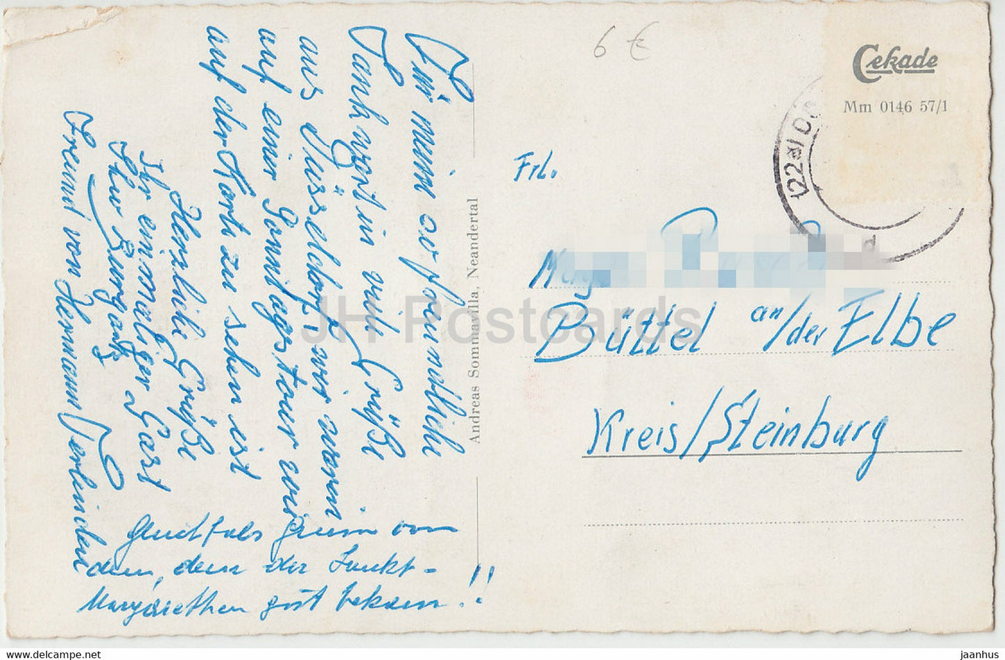 Neandertal - Schwarzwaldhaus - old car - old postcard - Germany - used