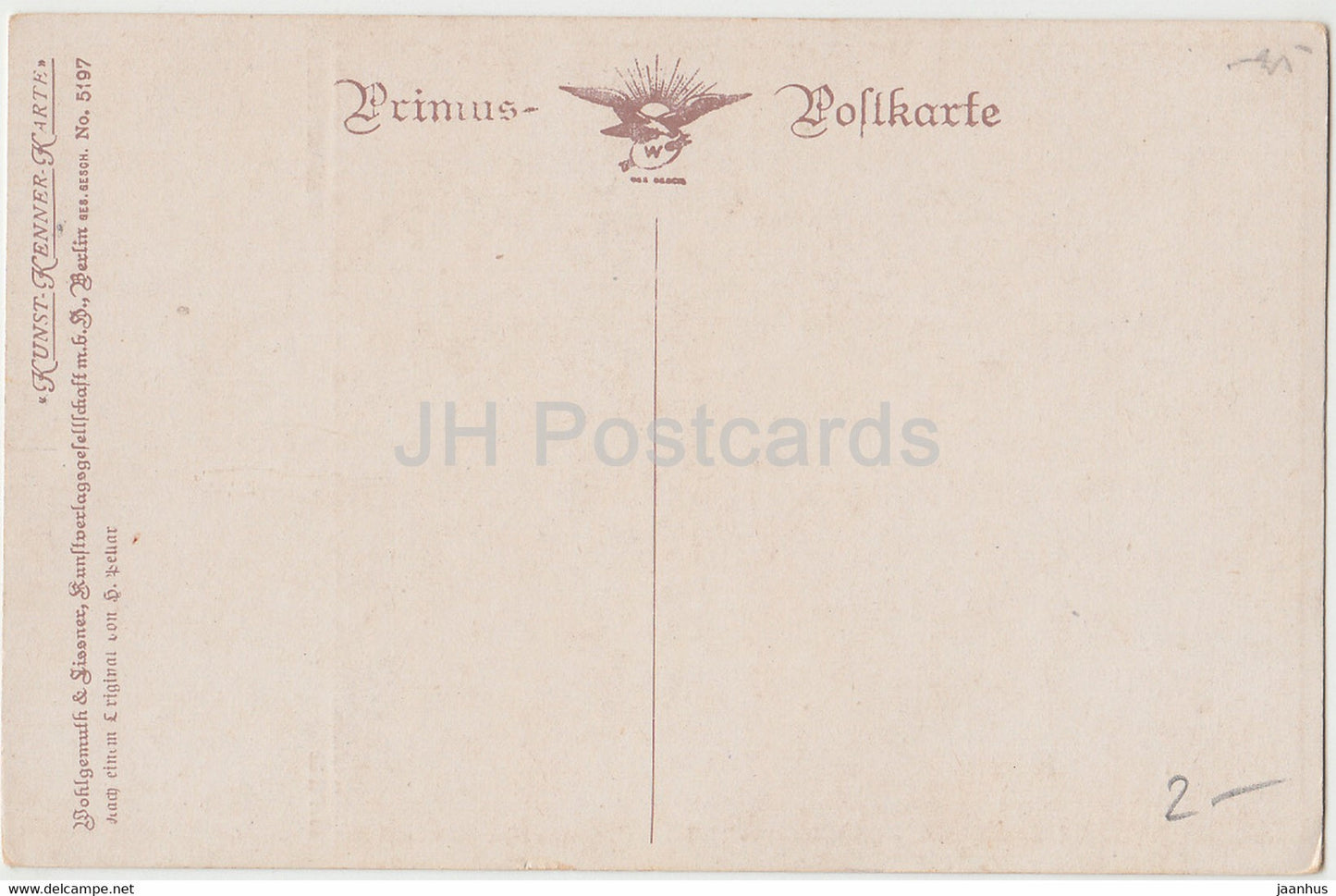 peinture de Hanns Pellar - Ein Schoner Traum - Primus - 5197 - Art autrichien - carte postale ancienne - Allemagne - inutilisé