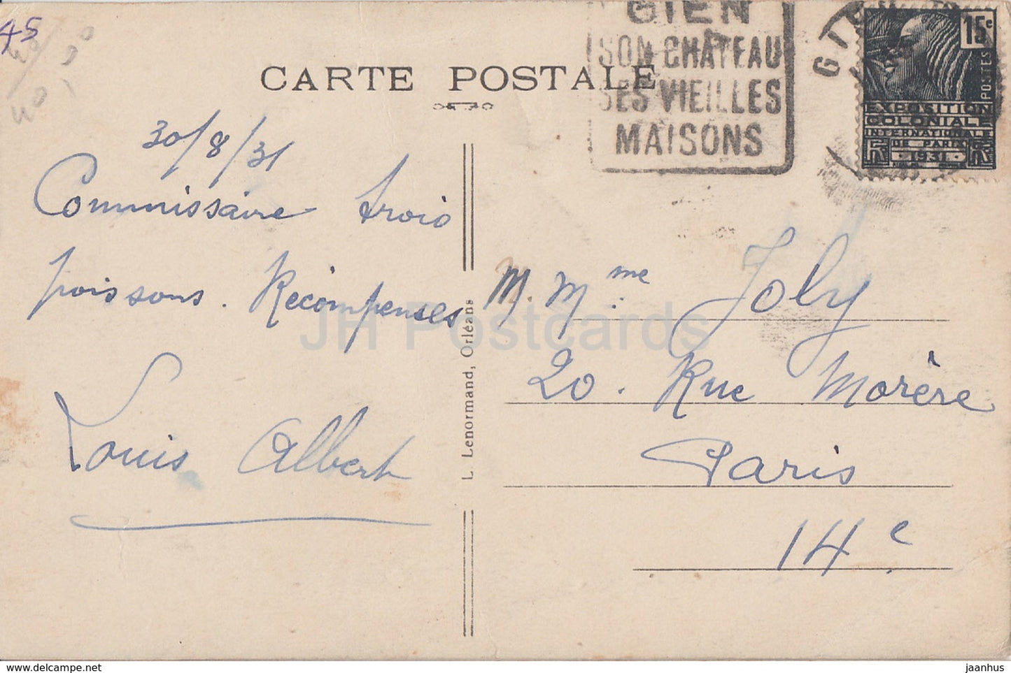 Gien - Le Chateau - castle - 3601 - old postcard - 1931 - France - used