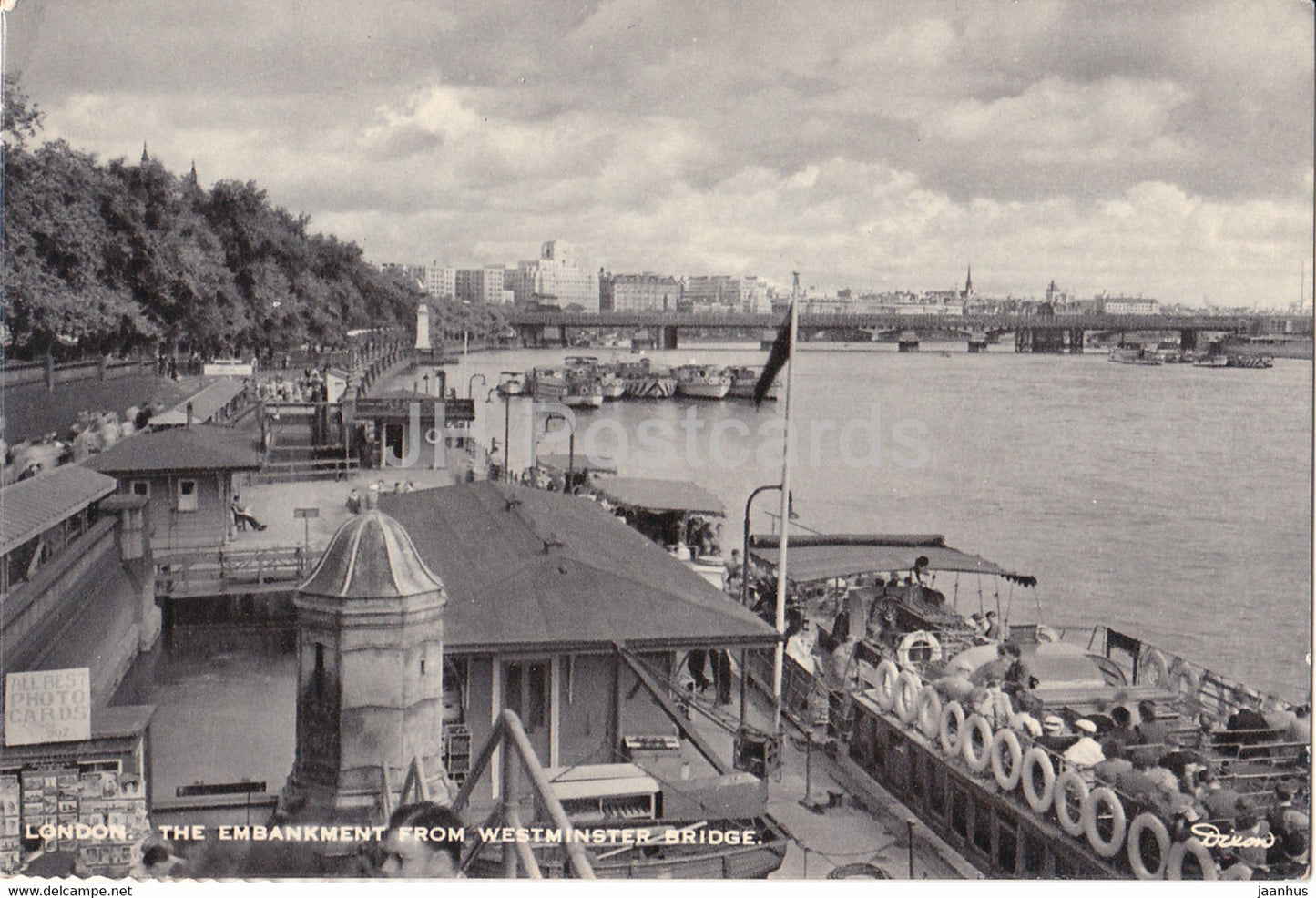 London - The Embankment from Westminster Bridge - boat - England - United Kingdom - unused - JH Postcards
