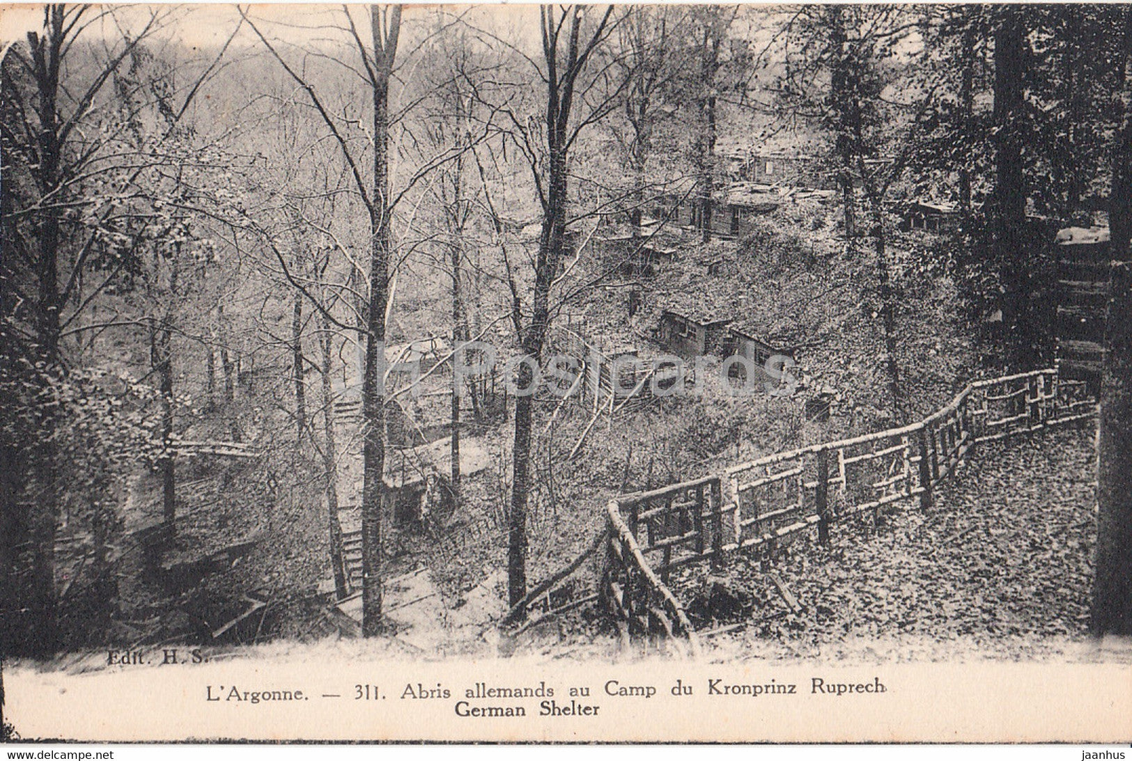 L'Argonne - Abris allemands au Camp du Kronprinz Ruprech - German Shelter - 311 - WWI - old postcard - France - unused - JH Postcards