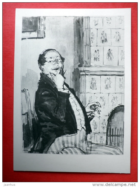 illustration by A. Laptyev - Chichikov - Dead Souls by N. Gogol - 1978 - USSR Russia - unused - JH Postcards