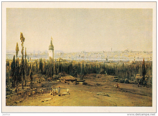 painting by Eduard Hildebrandt - View of Constantinople , 1852 - German art - Russia USSR - 1984 - unused - JH Postcards