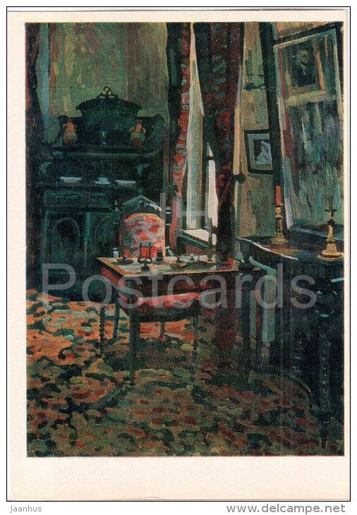 painting by A. Trofimov - Red Living room in Khamovniki - Leo Tolstoy - 1978 - Russia USSR - unused - JH Postcards