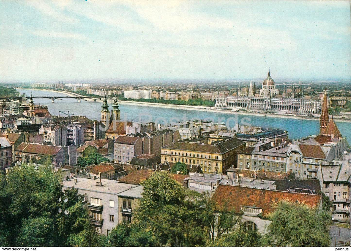 View of Budapest - parliament - 1969 - Hungary - used - JH Postcards