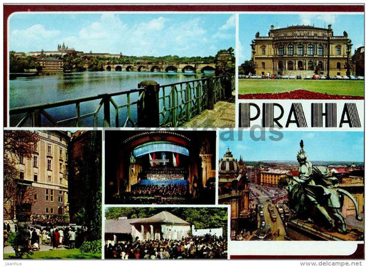 Prague Castle and Charles Bridge - House of Artists - concert - Praha - Prague - Czech - Czechoslovakia - unused - JH Postcards