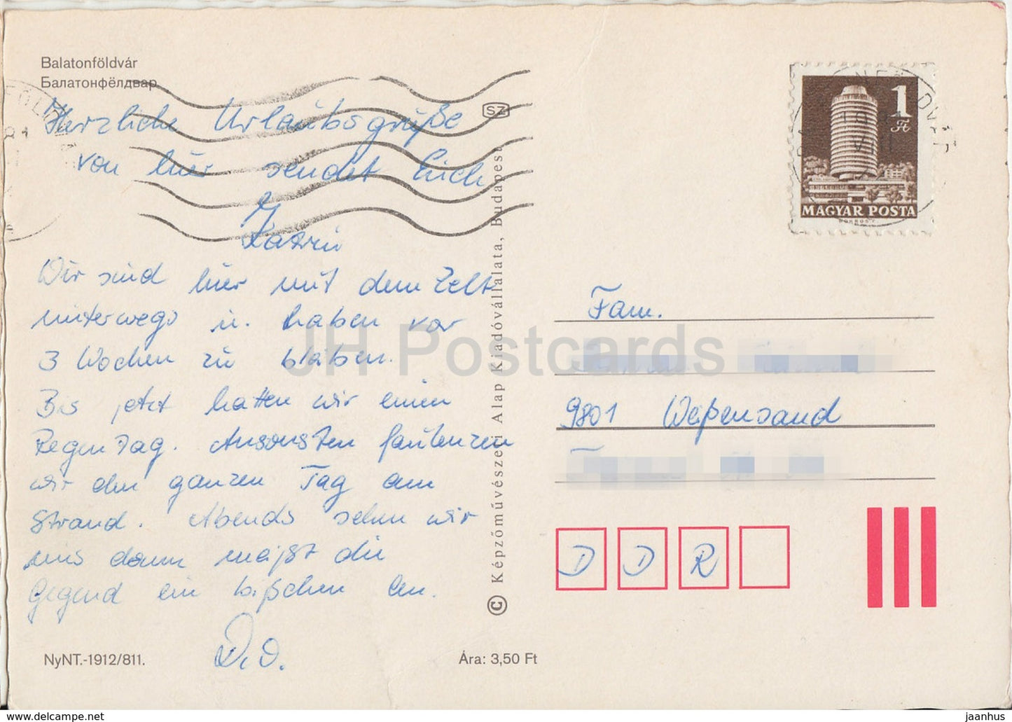 Balaton - Balatonfoldvar - hôtel - tour - voilier - multiview - années 1980 - Hongrie - utilisé