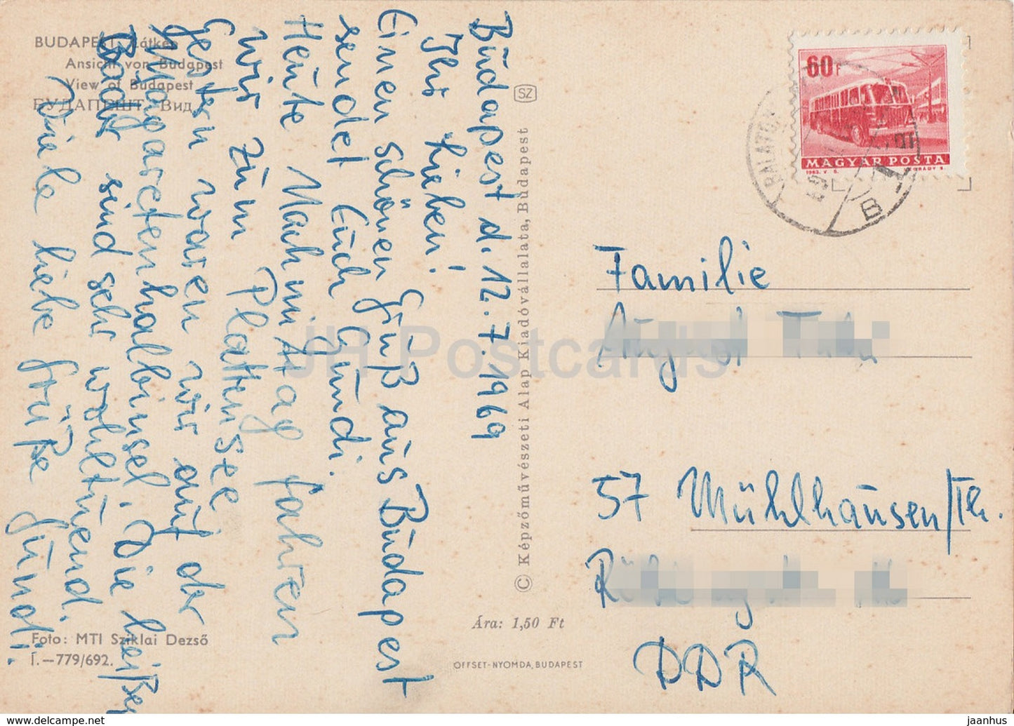 Vue de Budapest - Parlement - 1969 - Hongrie - utilisé